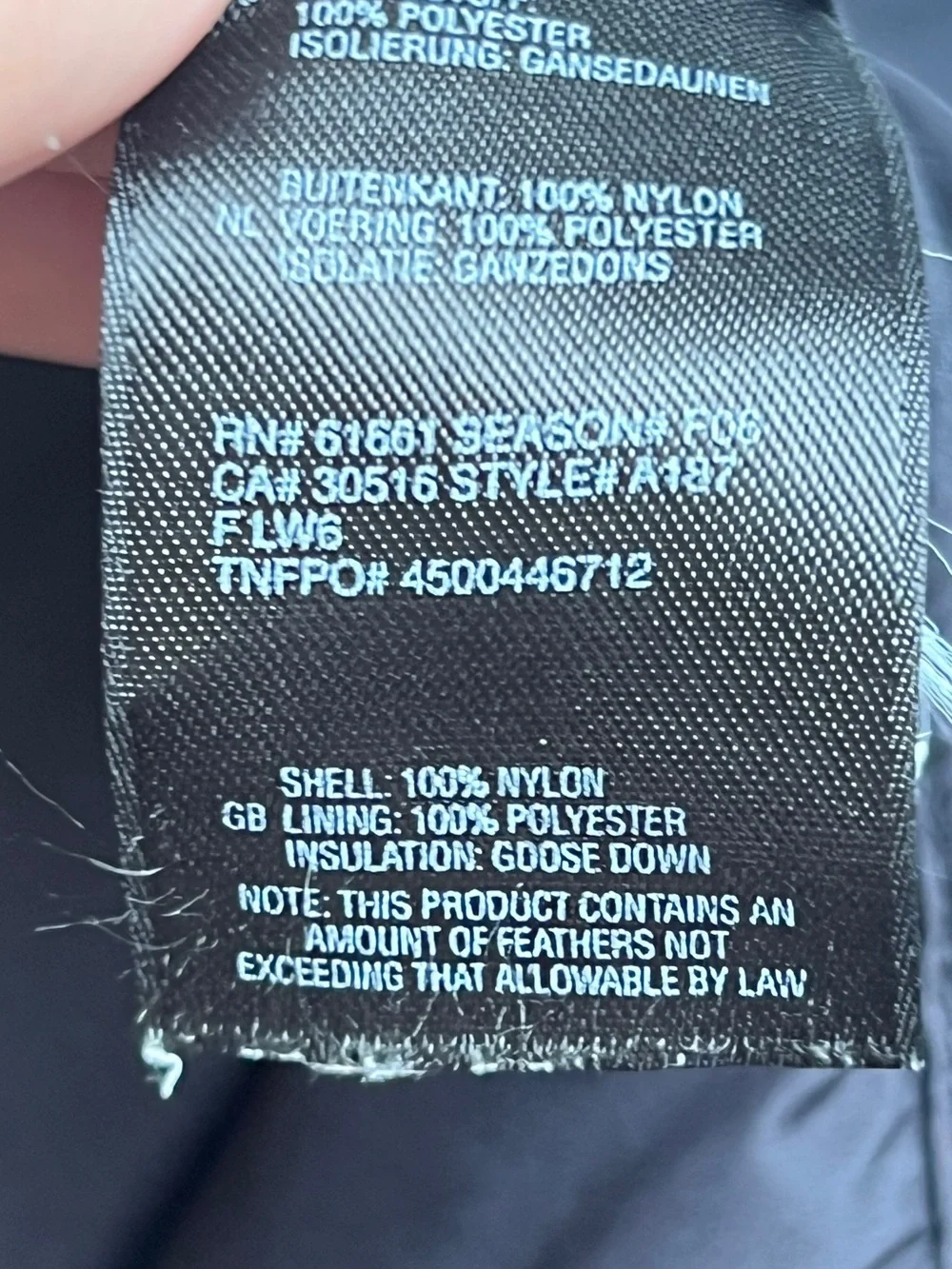The North Face Men’s XL Black Goose Down Nuptse Puffer Jacket Full Zip A187